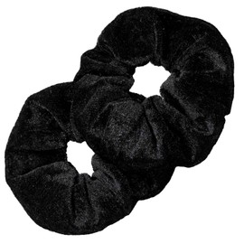Kenz Laurenz Velvet Scrunchies - Hair Ties and Ponytail Holders for Women (Black)