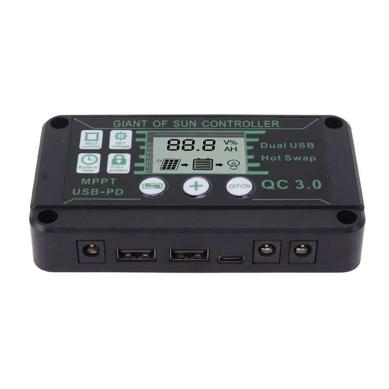 Zerodis Solar Charge Controller, Intelligent Protection, ABS Real-time Display, MPPT