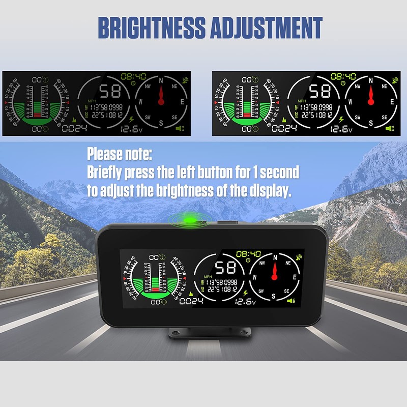 MOTOCOCHE GPS Digital Inclinometer Car Digital Inclinometer for Off-Road Vehicles,