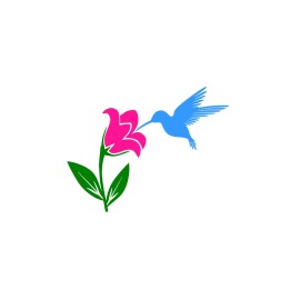 Handmade Flower and Hummingbird Vinyl Decal