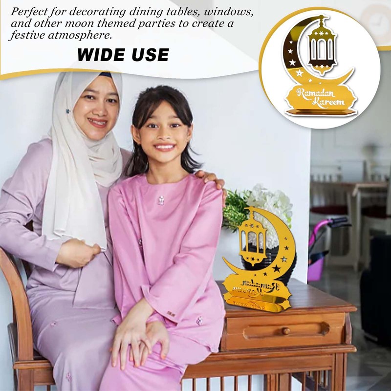Golden Ramadan Decoration - Classic Ramadan Kareem Acrylic Table Decoration
