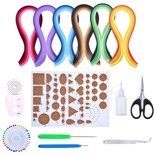 Generic YOG9 Kit Assorted with 8 Tools and 29 Colors 600 Strips Quilling Paper, Acrylic