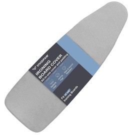 VividPaw 14x42 Inch Over-The-Door Ironing Board Cover with User-Friendly Design, Heavy-Duty Padding, Adjustable Elastic Drawstring and Fasteners - Replacement Iron Board Cover (Grey, 14" x 42")
