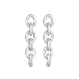 Elli Women's Earrings Link Chain Look in 925 Sterling Silver, Sterling Silver, None