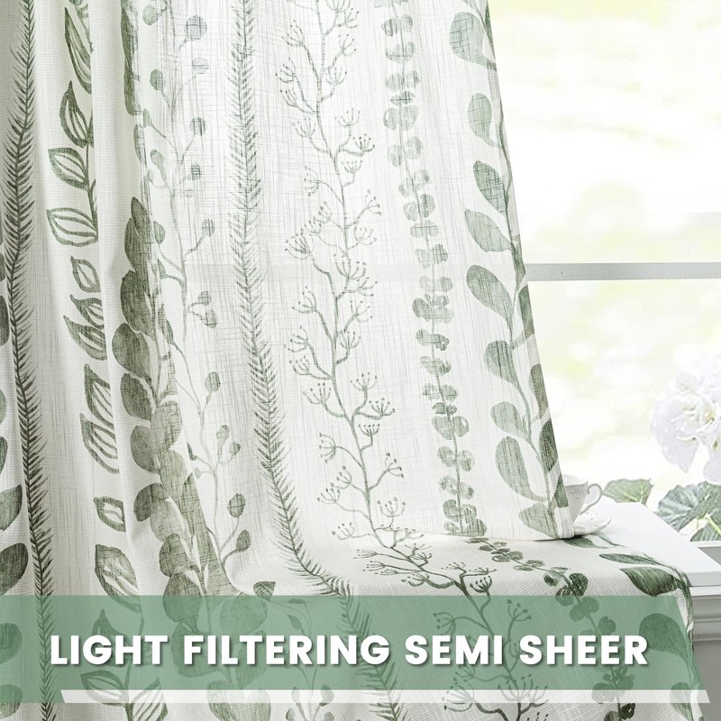 MEETSKY Sage Green Curtains 72 Inches Long 2 Panels Boho