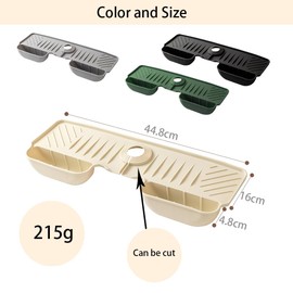 17.6 Inch Kitchen Faucet Mat with Two Sponge Holders,Silicone Sink Water Splash Guard Drying Mat with Frame for Kitchen Bathroom Sink Accessory Faucet Water Catcher