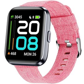 for ID208 Plus Smart Watch 22mm Breathable Nylon Woven Fabric Replacement Accessory Strap Compatible for Quican ID208 Plus 1.8 Inches,aeac ID208 Plus,WMK ID208 Plus 1.8 Inch Smart Watch (Pink)