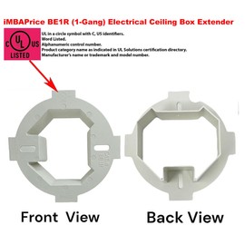 iMBAPrice IMBA-BE1R Ceiling Box Extender, 1-Pack – Extends 3.5" & 4" Round or Octagonal Electrical Boxes up to 1.5", UL Listed Plastic Ceiling Outlet Box Extension Ring