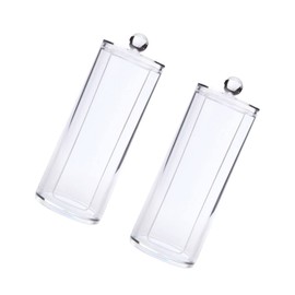 BUGUUYO 2Pcs Transparent Cylindrical Cosmetic Cotton Pad Organizer Household Storage Box for Makeup Remover Pads Moisture and Dust Elegant Design for Dressers