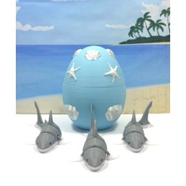 Unbranded 3pcs 3D Printed Shark & Egg, 4.5" & Cute Articulated Sea Animal Fidget Toys