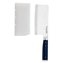 KitchenAid 6 Inch Forged Cleaver, High Carbon Japanese Steel, Eastern Style Ergonomic Handle with Blade Cover, Ink Blue