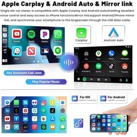 Hikity Car Stereo Single Din Wireless CarPlay Android Auto, 7 Inch HD Touchscreen Car Radio with Backup Camera Bluetooth Car Audio Receivers Mirror Link FM USB AUX TF
