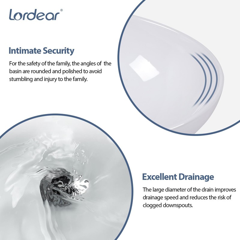 Lordear Oval Vessel Sink 16"x13" Bathroom Vessel Sink Modern Egg