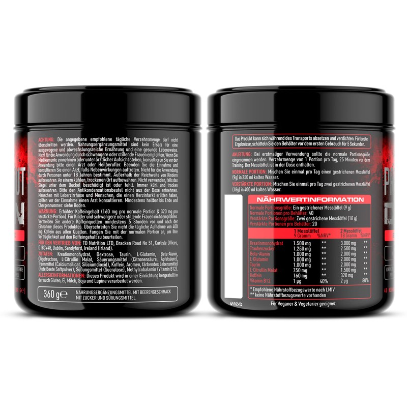 Pre Workout Beast Hardcore Pre Workout Booster with Caffeine, Creatine