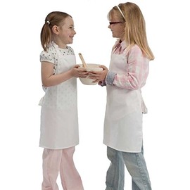 Childrens Bib Apron Kids Craft Cooking Painting School Pinny Adjustable Neck Age 7-10 (White)
