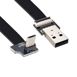 Cablecc Up Angled USB 2.0 Type-A Male to Micro USB 5Pin Male Data Flat Slim FPC Cable for FPV & Disk & Phone 50cm