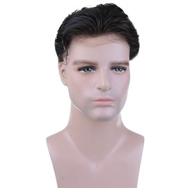 LLWear Mens Toupee Men's Unit Short Wigs for Men 8*10 Inches Lace Front Wig with Mono Top and PU Around Hair Replacement for Men toupee fo men hair system (Color Off Black #1B)