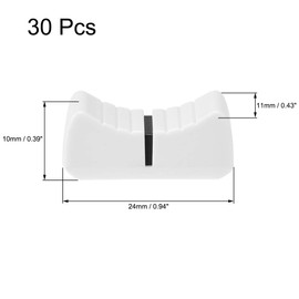 sourcing map Mixing Console Slider Knobs Replacement for Potentiometer White Knob Black Mark 24 mm x 11 mm x 10 mm Pack of 30