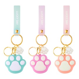 Lotsdonxia 3 Pcs Cat Paw Keychain Toy, Creative and Cute Cat Annoyance Decompression Decorative Pendant, Suitable for Hanging on School Bags, Cars, Handbags and Other Items (Pink, Green, Purple)