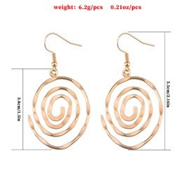 Chunky Dangle Statement Earrings for Women Teen Girls,14K Gold Bohemian Geometric Round Spiral Drop Earrings Party Prom Punk Twisted Jewelry Gifts (Gold)
