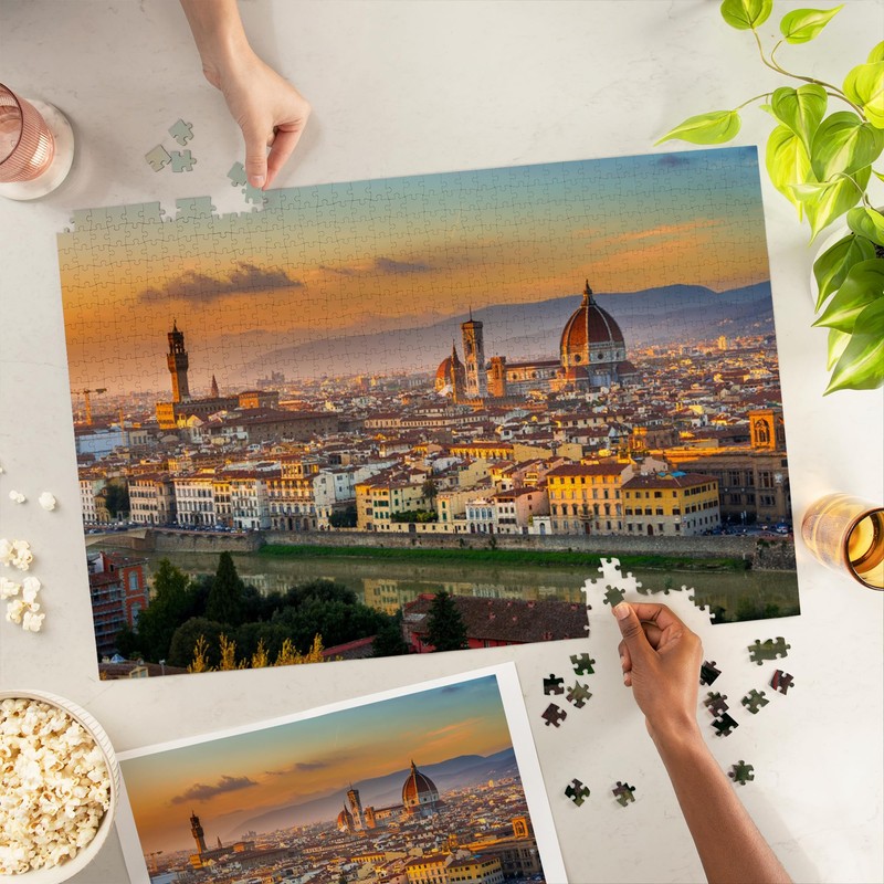 Lantern Press 1000 Piece Jigsaw Puzzle, Florence, Italy, Sunset view