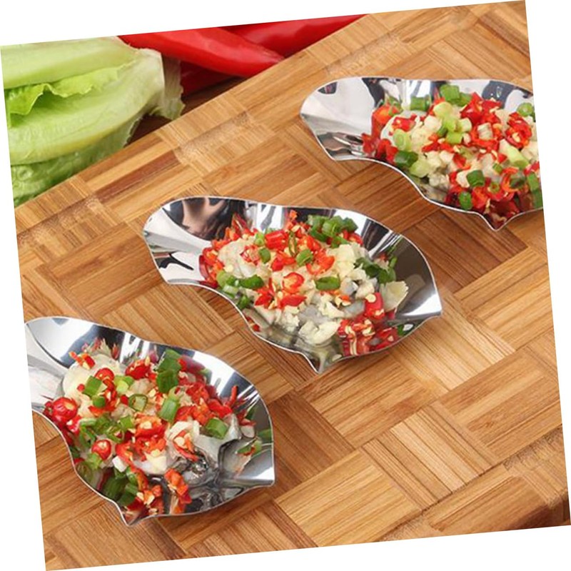 OHPHCALL 6pcs Stainless Steel Oyster Dipping Dishes Reusable Oyster Shell