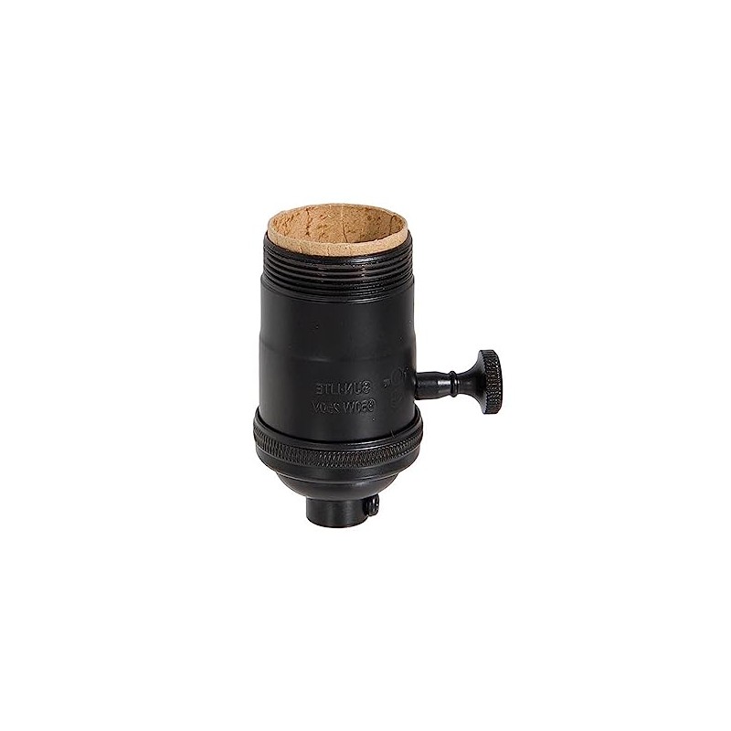 B&P Lamp® 3-Way Heavy Duty, Turned Brass Socket, Satin Black