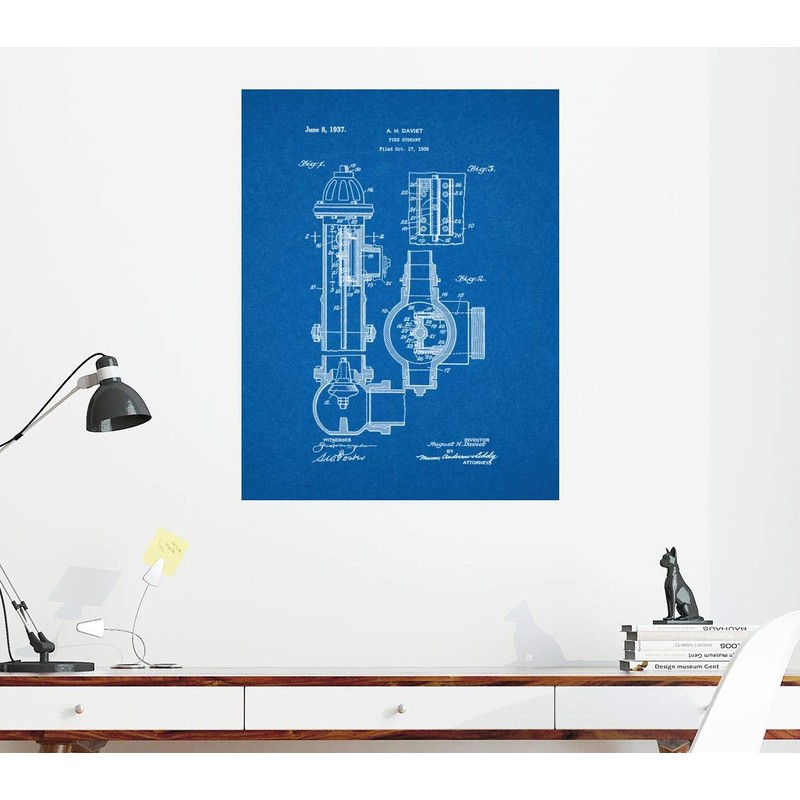 Fire Hydrant Patent Print Blueprint (8" x 10") M14091