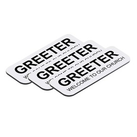 Greeter Welcome to Our Church 1 x 3" Name Tag, White (3 Pack)