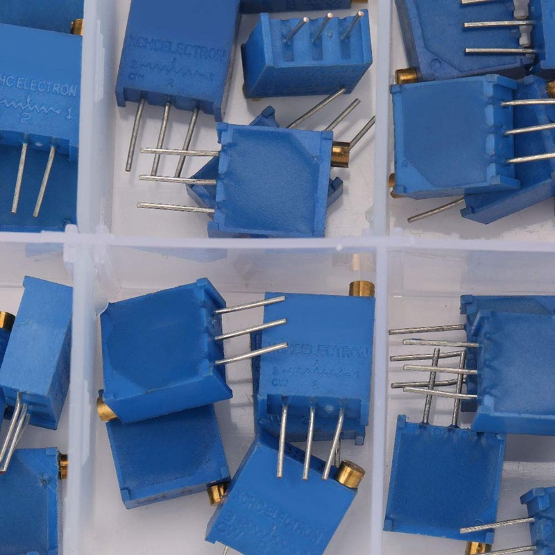 Trimmer Potentiometer Kit, 50 Pieces 10 Values Multiturn Variable Resistance
