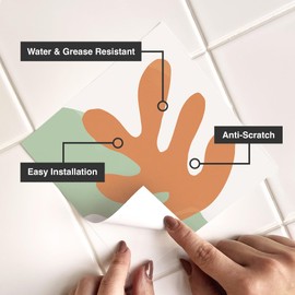 Sirface Abziehbilder aus Vinyl - ABSTRACT SHAPES - 24er Pack - Einfache DIY-Installation - Home Decor Decals - Langlebig & Stilvolle Abdeckungen (SOFT GREEN & CARROT ORANGE, 15 cm)