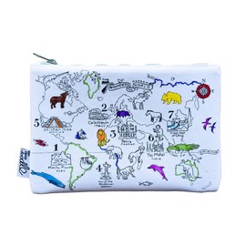 eatsleepdoodle World Map Pencil Case for Kids, with 10 Washable Markers for Kids, 8.5 x 6 inches, Animal Colouring Pencil Case for Kids