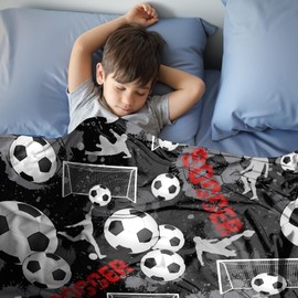 Soccer Blanket for Boys Girls Kids, Soccer Gifts for Boys Girls, Soft Soccer Team Blanket Gifts 40x50in