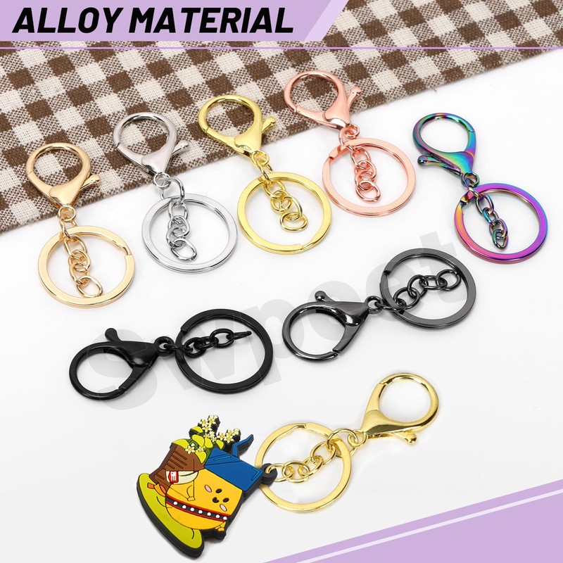 Swpeet 10Pcs Matte Black Lobster Claw Clasps with Key Chain