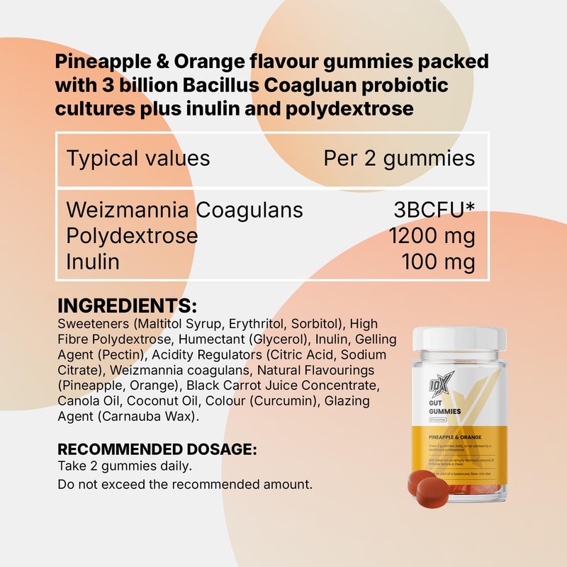 10X Athletic Pre Probiotic Gut Gummies – Pineapple & Orange