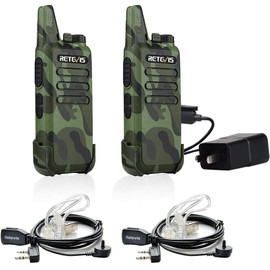 Retevis RT22 Walkie Talkies for Adults, Two Way Radio Long Range Rechargeable, Portable Two-Way Radios, Mini, VOX Handsfree, for Kids Family Camping Hiking Road Trip Adventure (2 Pack, Camouflage)