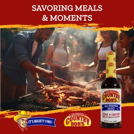Country Bob's All Purpose Sauce - Tangy Sweet Savory, Grilling, Dipping, Marinating, Enhances Meat, Veggies, Fish, 1968 Recipe, 13oz (Pack of 6)