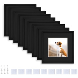 Happy Reunion 8x8 Picture Tiles | Mix Tiles Picture Frames Stick on Wall | Photo Tiles Peel and Stick Picture Frames as Gallery Wall Frame Set (Black - 9 Pcs)