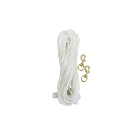 Gettysburg Flag 50' of 5/16" Diameter White Braided Nylon Flagpole Halyard Rope Marine Grade Rope, UV Resistant w/Set of Two 3" Bronze Clips
