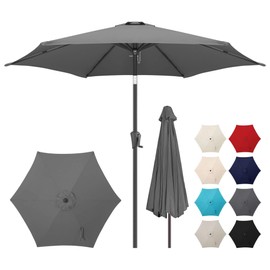 AckMizz 7.5" Outdoor Patio Umbrella - Table Umbrella Waterprool UV Protection, Sombrillas de Patio with Push Button Tilt&Crank, Sun Umbrella for Pool, Porch, Garden, Deck, Backyard(Anthracite)
