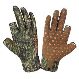 BASSDASH Unisex Fingerless Camo Hunting Gloves for Men's Women's Early Season Warm Weather UPF 50+ Lightweight Fishing Photography HG03