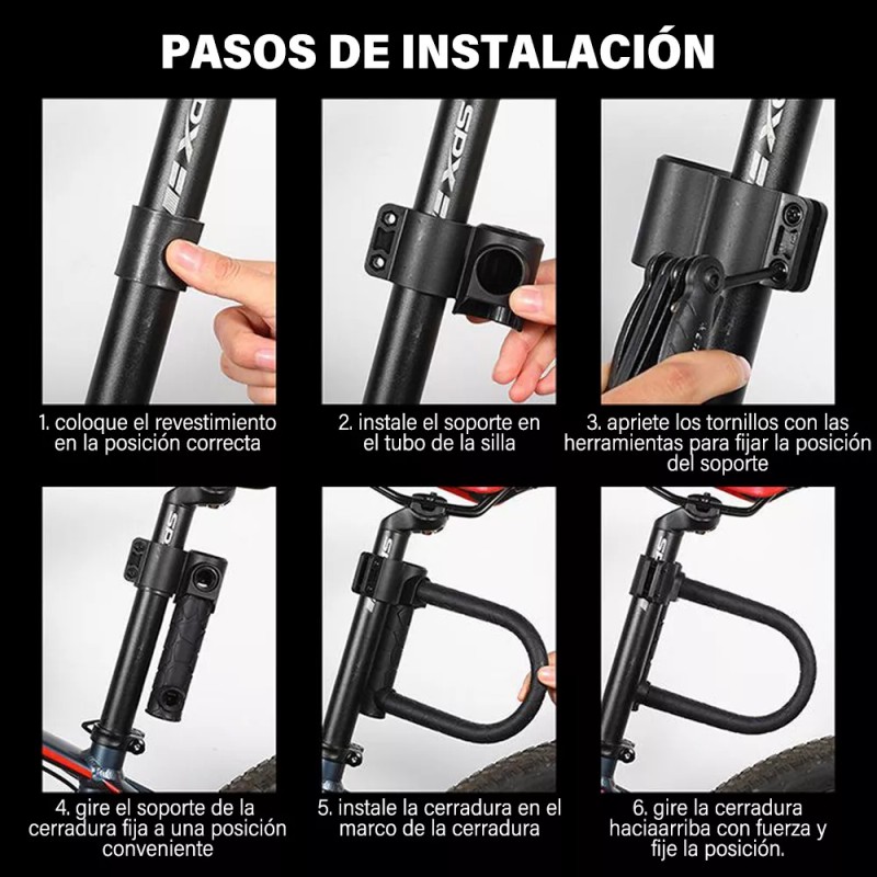 3058 Candado Rigido Tipo U Para Bicicleta Moto Con 1.2