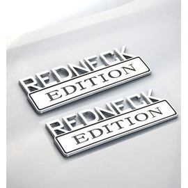2pcs REDNECK EDITION CAR EMBLEM Chrome Badge 3D Sticker Decal Compatible with F-150 F250 F350 Silverado RAM 1500 (Chrome/Black)