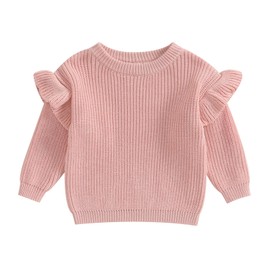 MERSARIPHY Infant Baby Girl Sweater Baby Pullover Sweater Toddler Girl Knit Sweatshirt Fall Winter Clothes (Pink A, 9-12 Months)