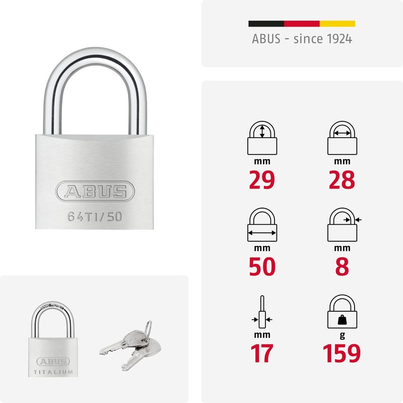 ABUS 64Ti/50 50mm Titalium Padlock Alike Keyed KA6511