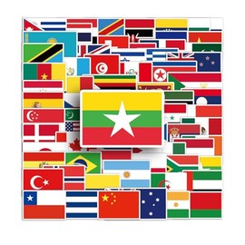 100 Pcs World National Flag Vinyl Stickers,Flag Aesthetic Graffiti Stickers for Kids Teens Girls,Waterproof Sticker for Phone Laptop Bottles Skateboard Computer Phone Luggage Guitar Gifts Sticker