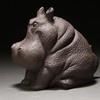 Hippo Figurine Purple Clay Ceramic Tea Pet Sculpture Hippo Statue