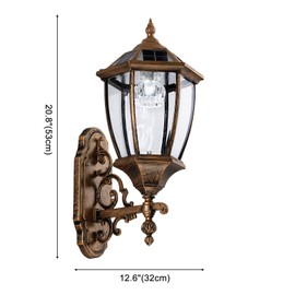 Lovefindahome Solar Wall Lamp with Light Sensor, Waterproof Outdoor Led Hexagonal Light Fixture for Garage, Front Porch, Fence, Yard, Bronze