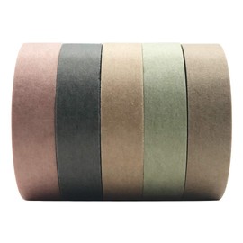 EnYan Solid Color Washi Tapes Set, 5 Rolls Basic Collection Decoration 10mm Wide Japanese Masking Decorative Tapes for Bullet Journal Planners DIY Crafts Arts Scrapbooking Adhesive