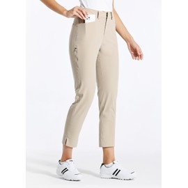 Willit Women's Golf Pants Stretch Lightweight Hiking Pants Quick Dry Casual Pants Water Resistant with Zipper Pocket Khaki XXL
